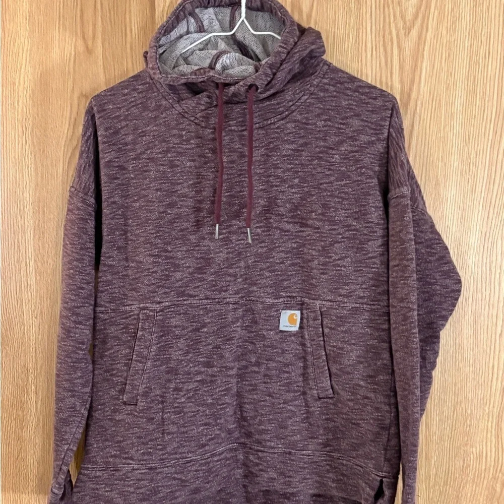 Carhartt Women's Maroon Heather Cowl Neck Hoodie Sweatshirt